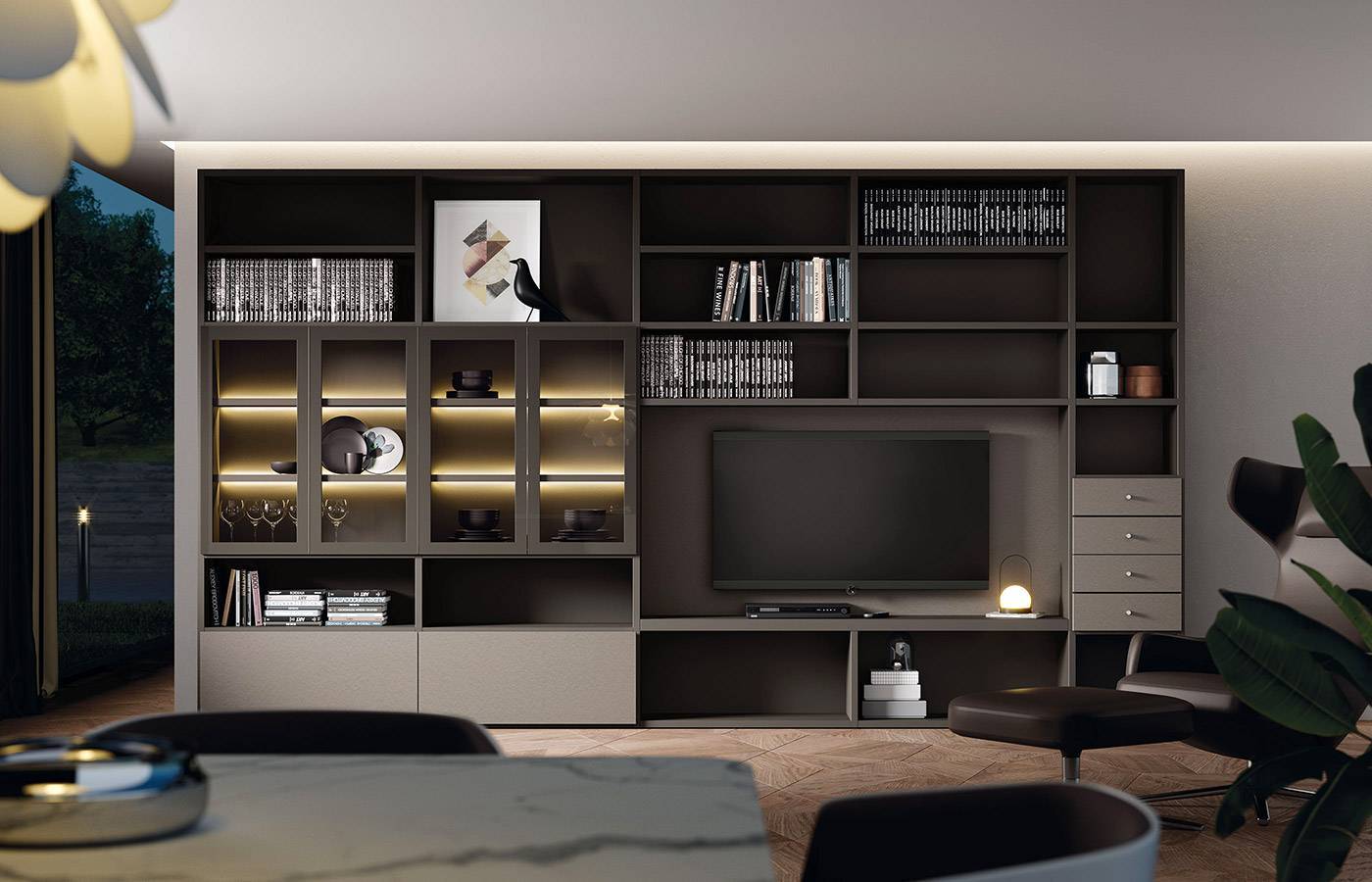 Composición de salón, estanterías, mueble TV AddLiving AddBox 3637 de Lagrama