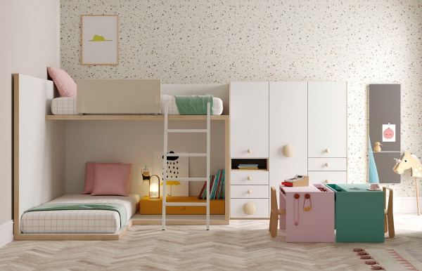 Habitación infantil con litera perpendicular Cottage 006 de Lagrama