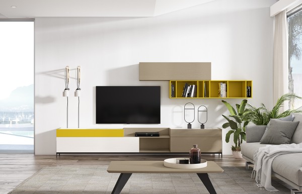Composición mueble tv + módulos colgados CL07 de Rodri Diseño