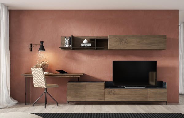 Composición mueble tv + módulo colgado + escritorio CL09 de Rodri Diseño