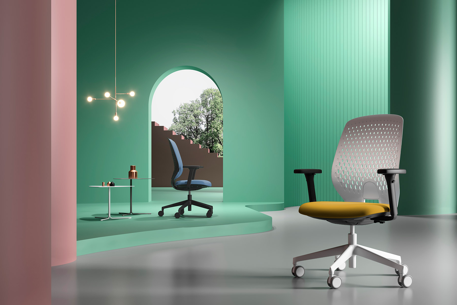 Key Smart, una silla transversal para home office y para espacios profesionales, diseñada por Alegre Design para la marca italiana Kastel